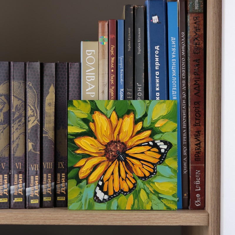 Monarch Butterfly Original Oil Painting Impasto Butterfly Wall Art Small 6x6 Art gallery