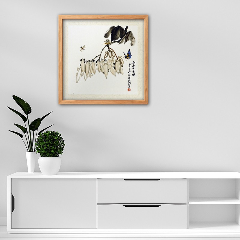 Original Chinese Ink Painting Butterfly Snail Nature Framed Asian Wall Art gallery