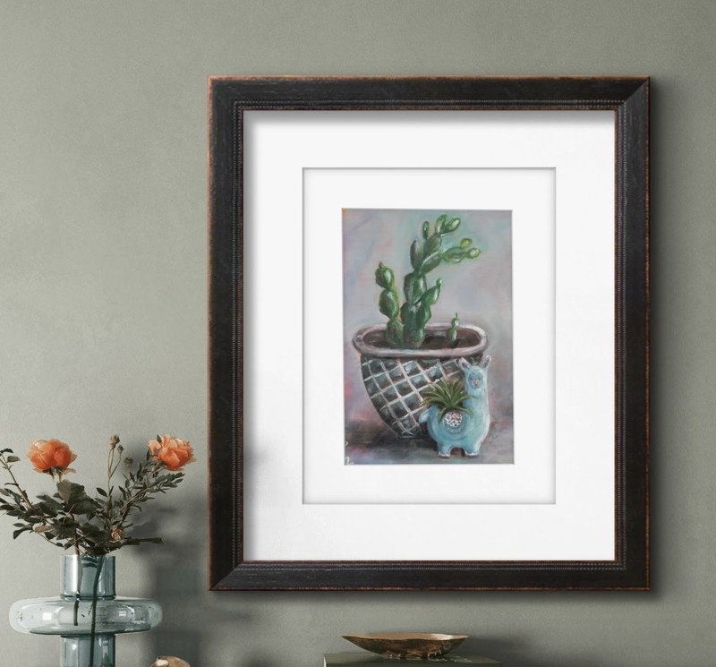 Original Expressionist Still Life 14 x 11 Oil on Paper Matted Painting
