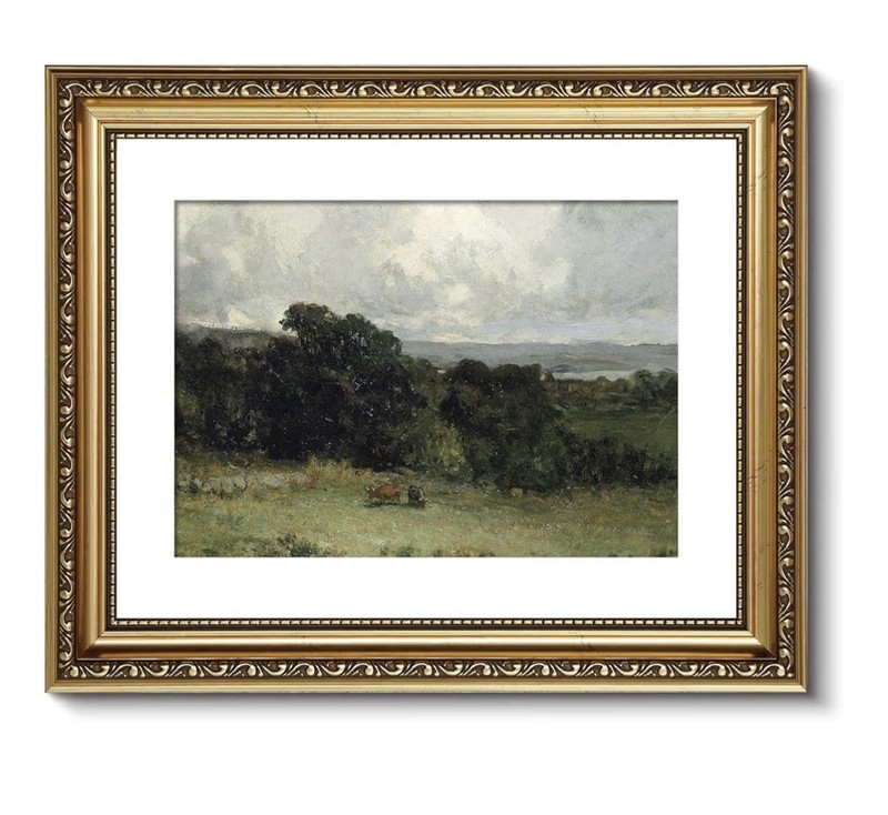 Vintage Gold Frame Pastoral Landscape Canvas Art 11×14 Victorian Picture Decor