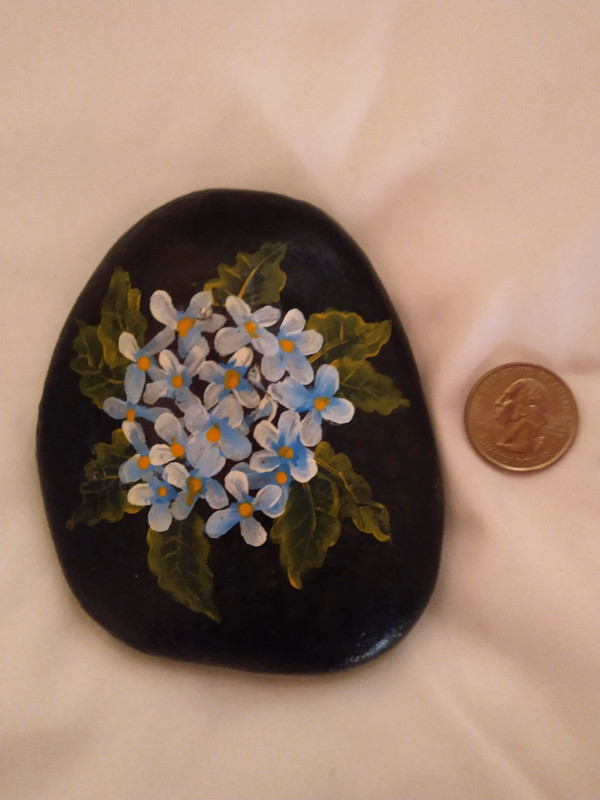 Flower Blue Hydrangea Garden Patio Porch Decor Art Painted Rock Handcrafted gallery