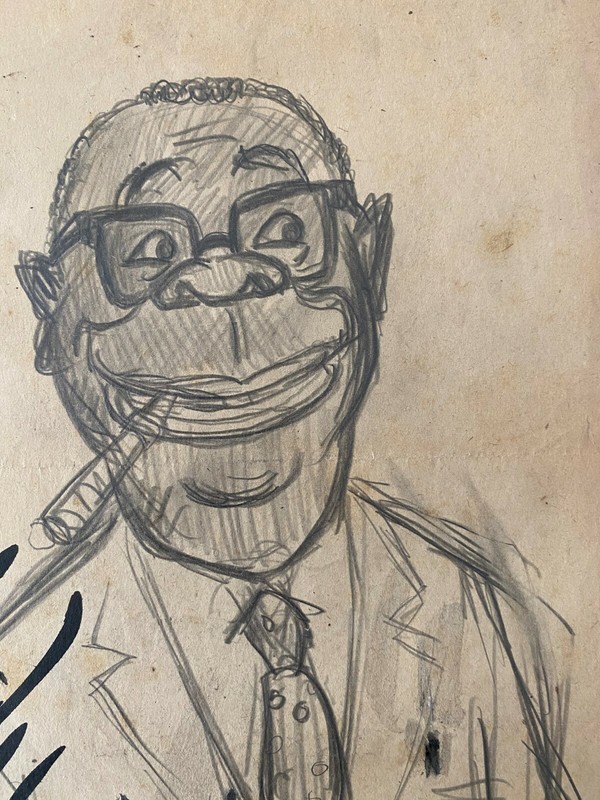 Juan David. Caricature. Untitled, ca 1978. Graphite on paper. Original gallery