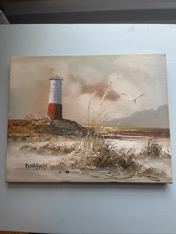 Lighthouse Scene by Morgan Original Painting On Canvas