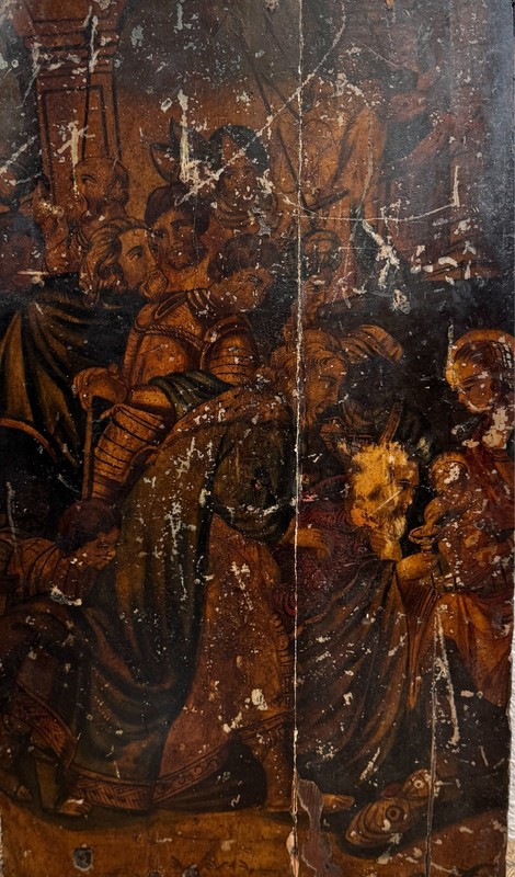 Antique 16th C. St Joseph Virgin Mary Christ Wise Men Spanish Tempera Painting gallery