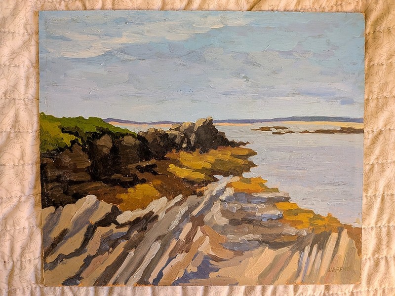 Original Maine Ocean Oil Painting Landscape 18×24″ Unframed on Masonite