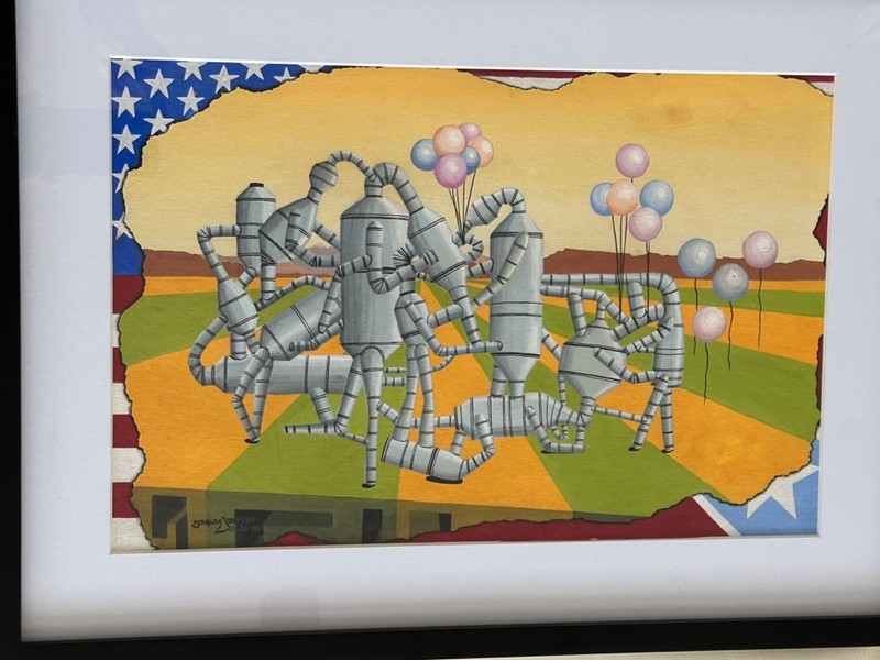 Douglas Johnson 1968 Original Gouache Painting Framed & Matted 23" x 17" gallery