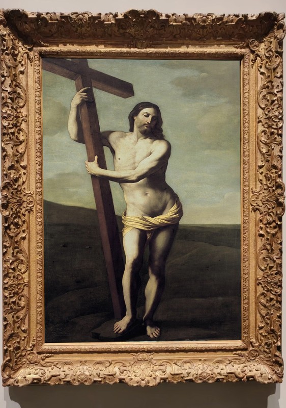 Hand Painted Oil Painting Jesus Holding Cross Classical Vintage Wall Art