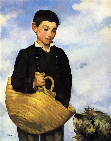stunning oil painting handpainted on canvas-A boy with a dog