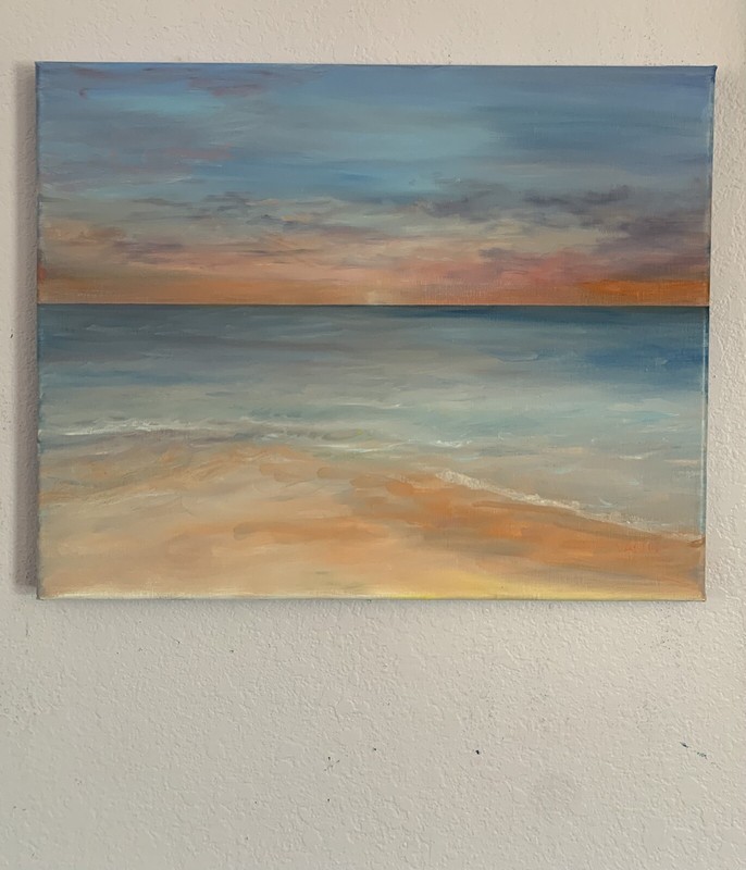 Colorful Seascape oil painting by Gina Vann new large 16 in. x 20 in. unframed gallery