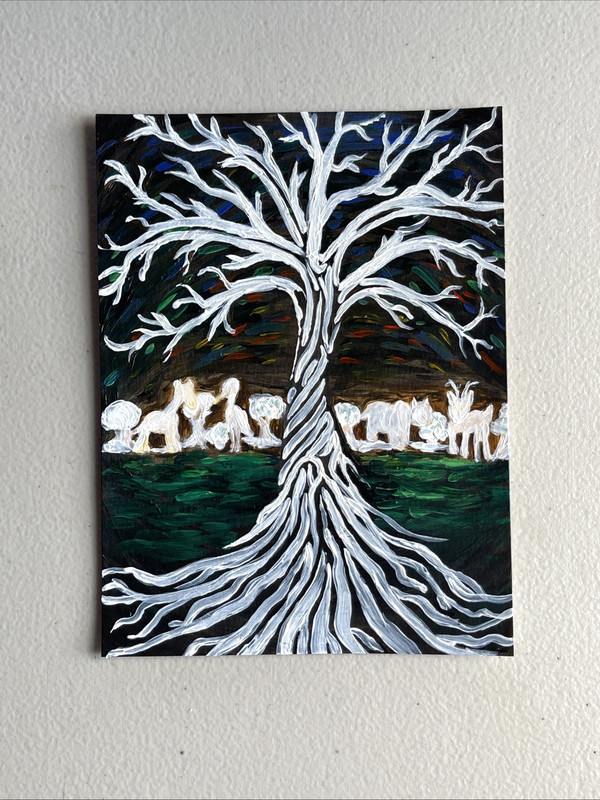 ORIGINAL Painting TREE of LIFE Acrylic Animals Universe Spiritual Abstract ART gallery