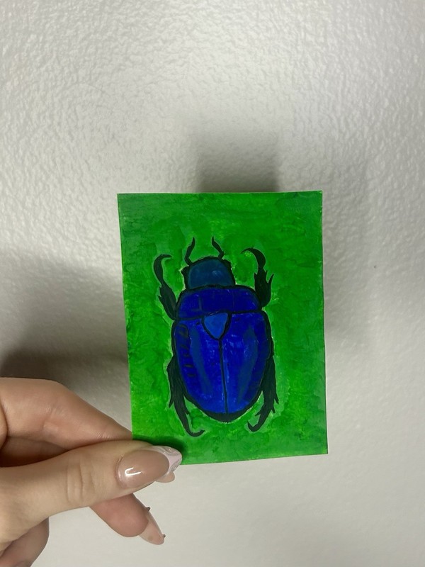 ACEO Original Beetle Insect #4 Acrylic Painting 2.5×3.5 By Mady