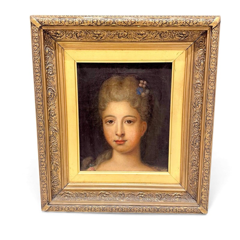 Louis XV 19th-century portrait in the style of Jean-Marc Nattier, oil on canvas