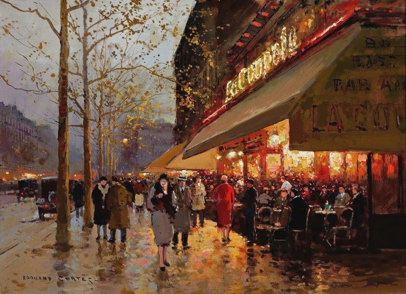 La Coupole, Montparnasse, Paris Painting by Edouard Leon Cortes Reproduction