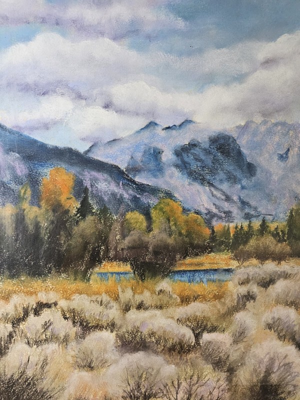 Large Original Signed Delita Alvarez Piercy Charcoal Pastel Painting 32x24 Frame gallery