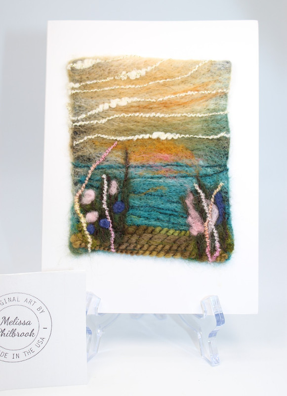 Wool Folk Art Painting «Spring Sunrise» Needle Felted Folk Art Melissa Philbrook