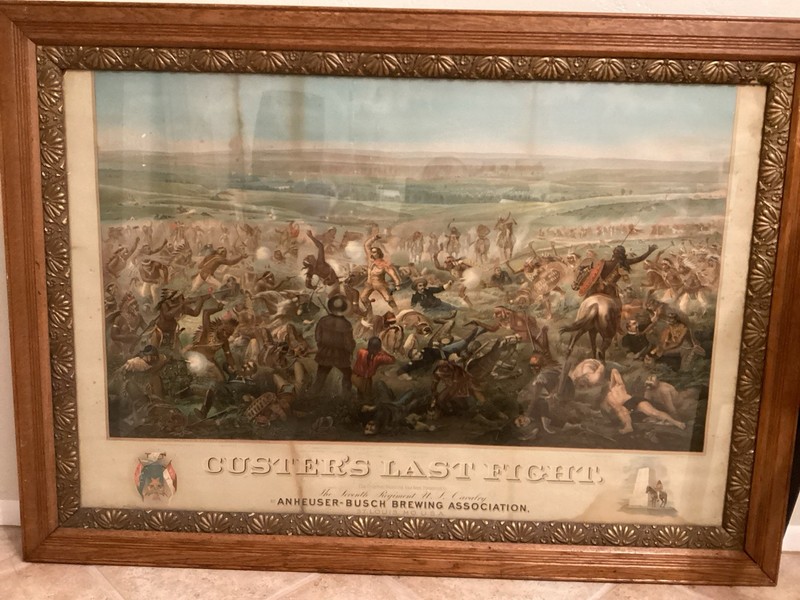 Authentic 1896 Custer’s Last Fight chromolithograph Anheuser-Busch Large 42×28