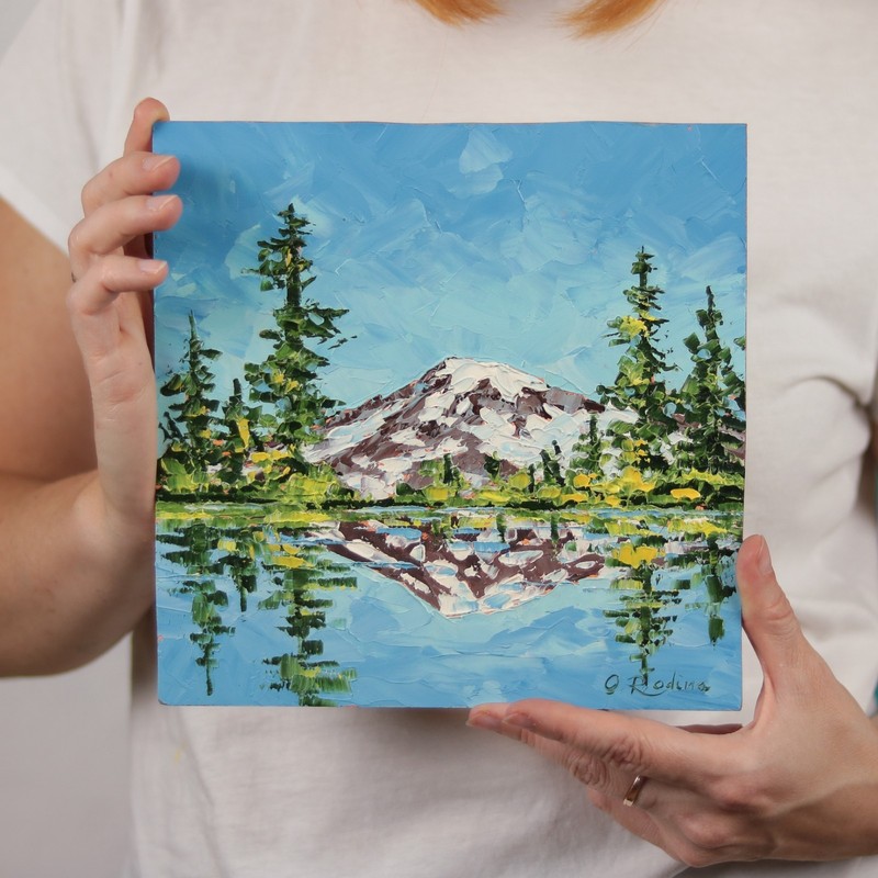 Mount Rainier Oil Painting Landscape Pacific Northwest Small Impressionist 8×8