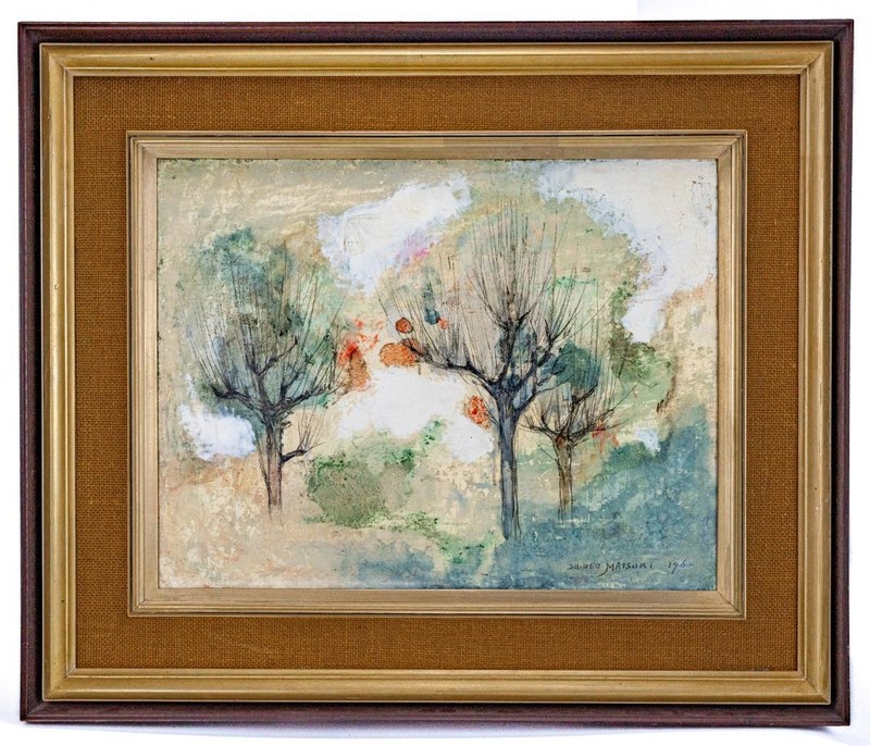 Rare Original SHIGEO MATSUKI (1917-2010) Abstract «Grove of Trees» Painting 1962