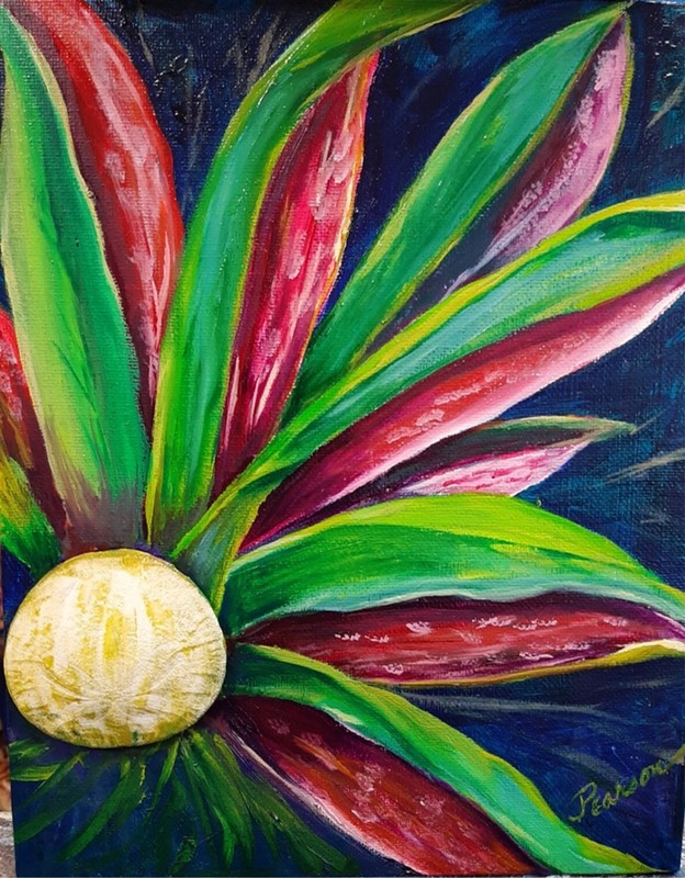 Beautiful Sea Flower Sand Dollar by Judy Pearson original 8X10 canvas board