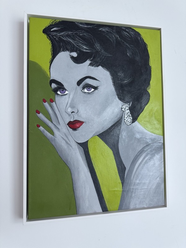 Elizabeth Taylor Original Framed Hand-Painted Acrylic 28 x 21