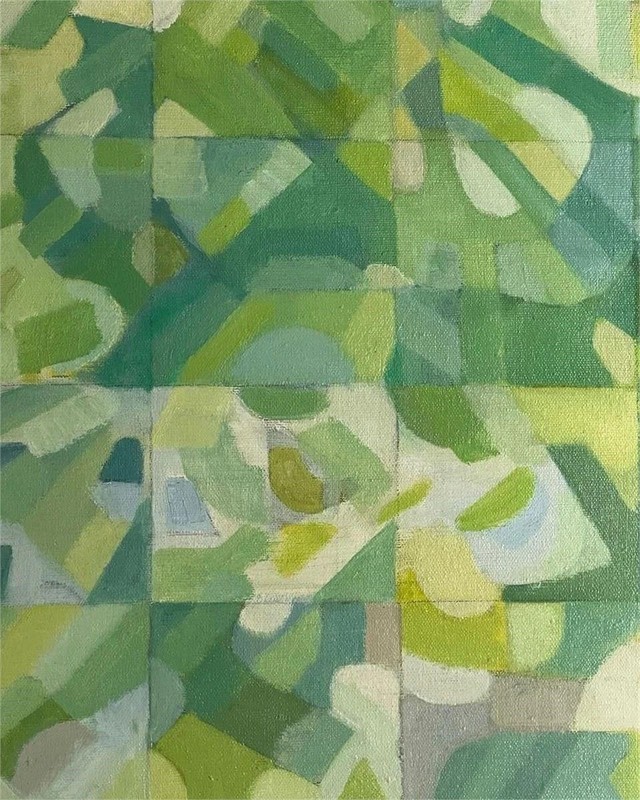 Marcell W. Jensen Original Abstract Geometric Oil Painting 1978 gallery