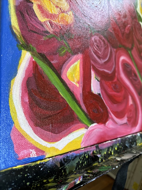 Red Rose Bouquet Large Acrylic Painting On Canvas gallery