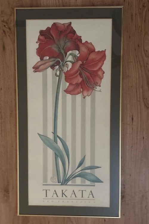Large Takata San Francisco «Floral Scene» Poster Print – Framed