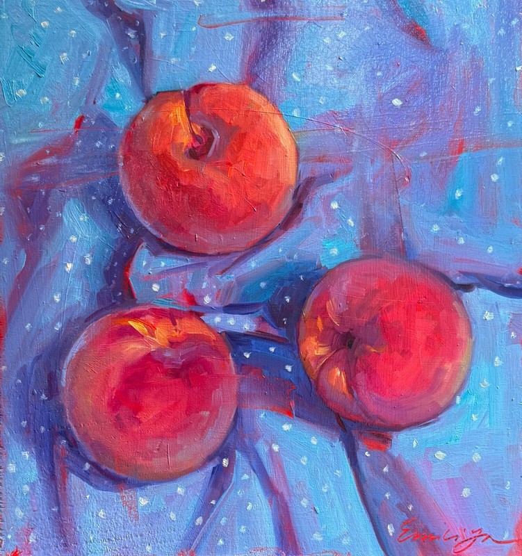 Fruits oil  painting original still life peaches impressionist art
