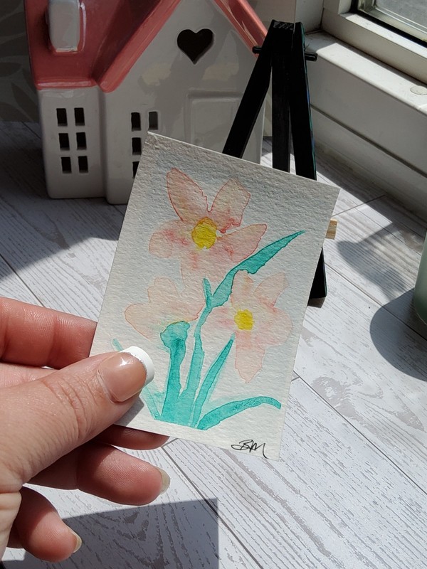 ACEO Original art cards Watercolor pastel flowers Hand Painted *Brittsartandmore