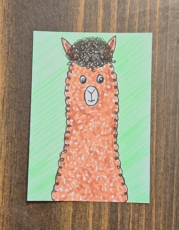 ACEO Original Teenaged Boy Alpaca Cartoon Watercolor Painting