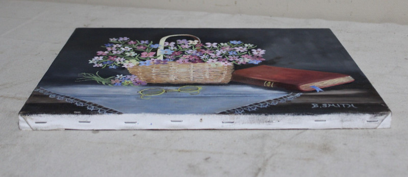 VINTAGE IMPRESSIONIST OIL PAINTING FLORAL RED GERANIUM FOLK ART SIGN GILT FRAME gallery