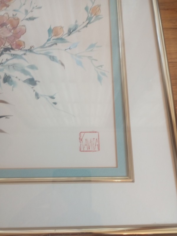 Vintage Framed Matted Wall Hand Painted Oriental Watercolor Art Kavita Singh gallery