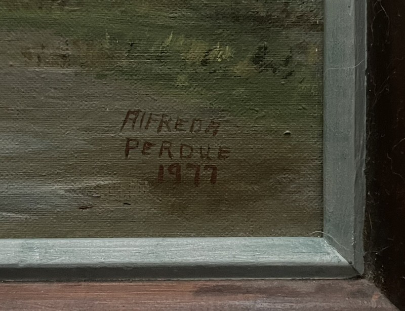 1977 N&W COAL TRAIN CARS at McDOWELL COUNTY, WV OIL PAINTING, ALFREDA PERDUE gallery