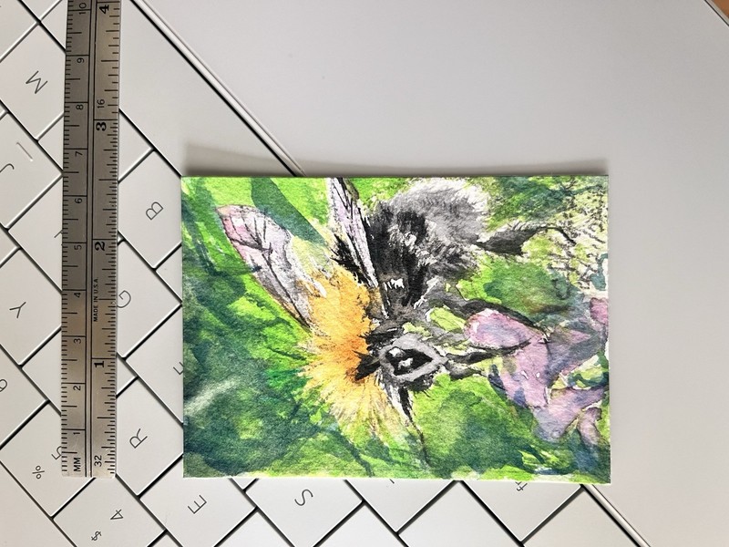 Bumblebee Bee Artist Trading Card ACEO ATC Watercolor Ink Wehofer gallery