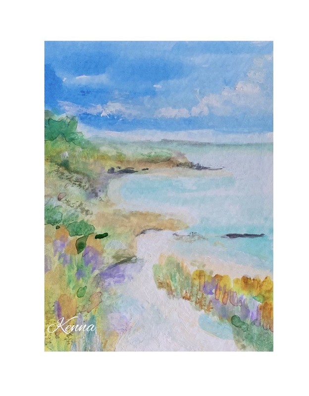 Aceo Painting By Kenna Seascape 2.5” X 3.5” Signed Original