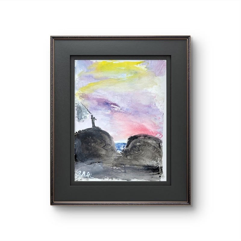 Fisherman’s Gap Contemporary Expressionist Original Painting On Paper 9×12