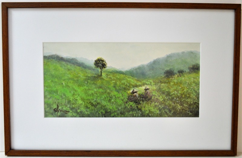 ORIGINAL WATERCOLOR IMPRESSIONIST LANDSCAPE PAINTING BY INDONESIA ARTIST gallery