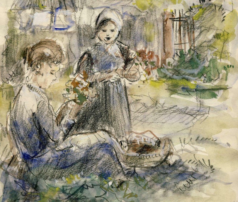 Original Marie Henri Mackenzie Watercolor - In an Amsterdam Park gallery