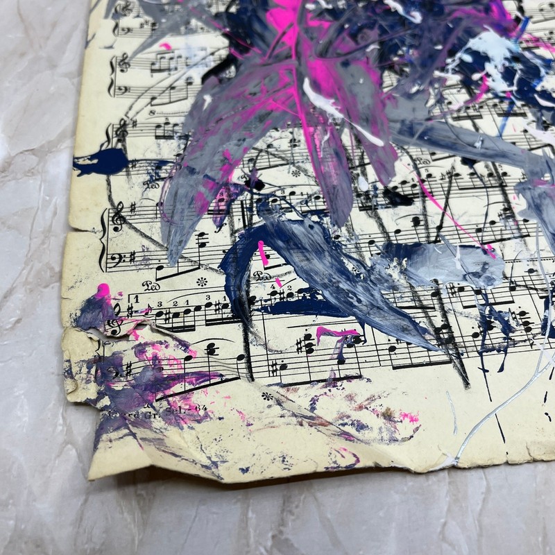 Original Mixed Media Abstract Art Painting 10x13” Vivid Notes Signed #6 gallery