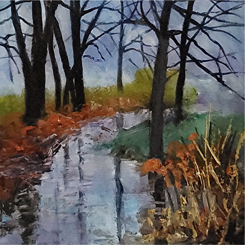 YARY DLUHOS Autumn Fall Winter Landscape New England Trees Original Oil Painting gallery