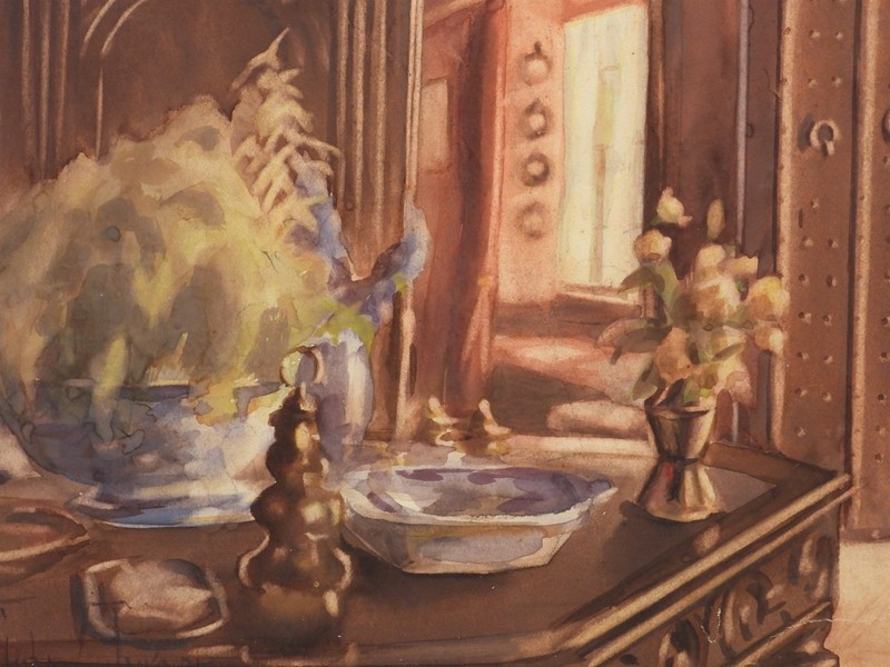 John Turner Architectural Victorian Room Interior Genre Scene WC Painting gallery