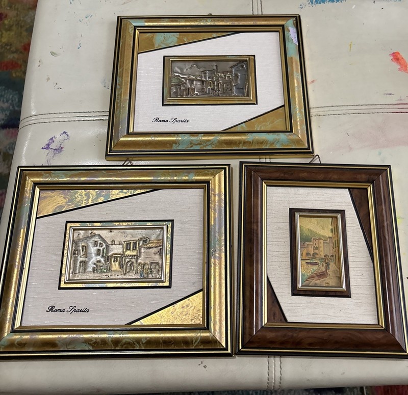 Lot Of 3 VTG Creazioni Artistiche Art Work Silver Embossed Italy Rocordi Mini