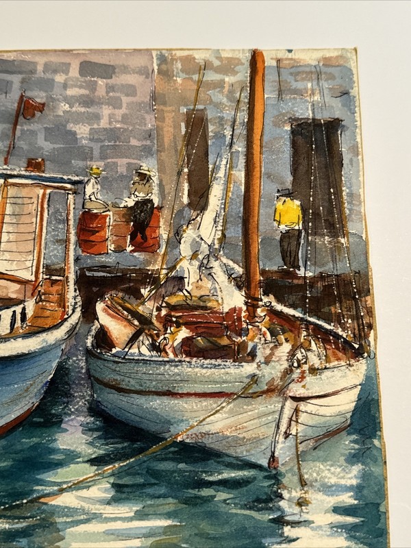 PAINTING NAUTICAL BOAT MARINA PORT MAURICE SILBER FAMOUS NEW YORK As Is LISTED gallery