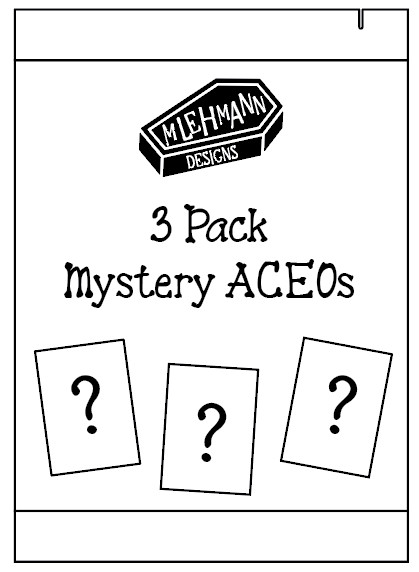 ACEO OOAK Original Art 3 Pack Mystery Set Blind Pack Mini Painting Bundle