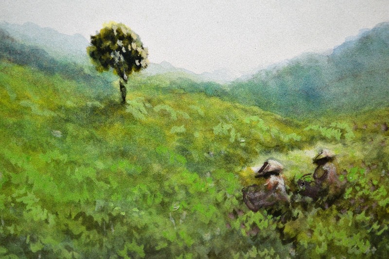 ORIGINAL WATERCOLOR IMPRESSIONIST LANDSCAPE PAINTING BY INDONESIA ARTIST gallery