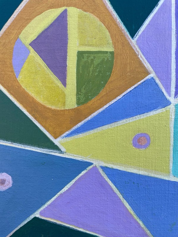 Oil Painting Abstract Figure Composition Danish Midcentury 40x27cm gallery