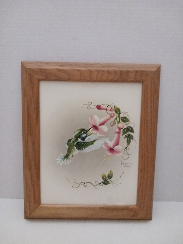Original Hand Painted Thumbelina Hummingbird Peggy Harris Numbered Framed Print