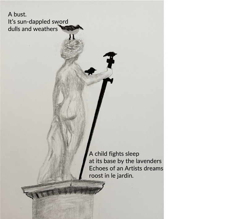Postcards from Paris, Time Triumphant -Repro of orig art on panel/resin-8×6″
