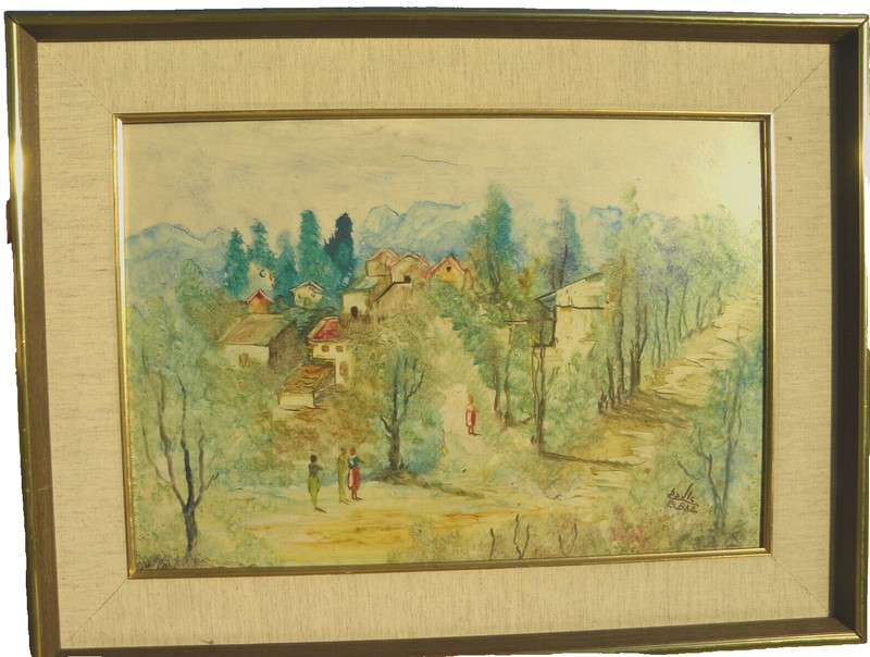 Mediterranean landscape painting by artist Gabriel Elbaz possibly Holy Land