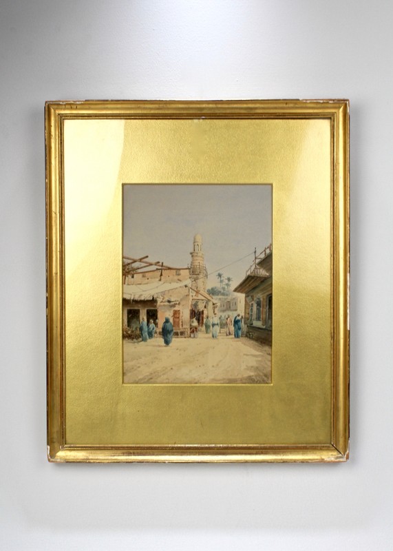 Old or Antique Orientalist Watercolor Painting by Hasan Saim – Turkey
